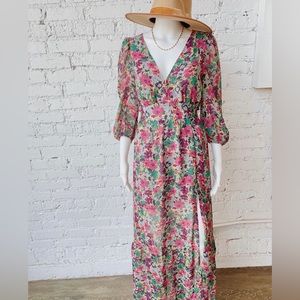 Buddy love size large midi/maxi dress. Slit on one side. Open back.